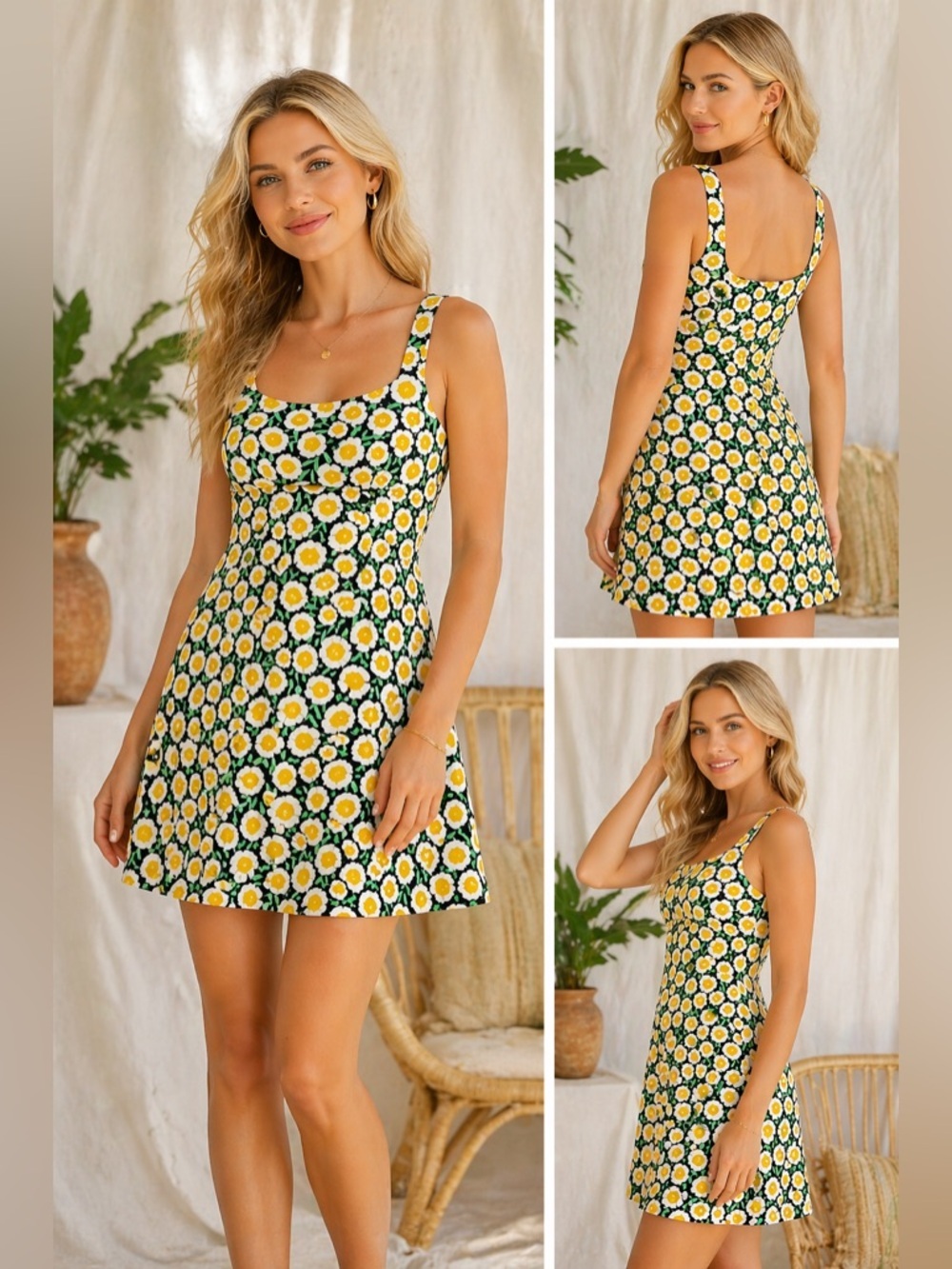 Diane Von Furstenberg Yellow Black White Floral Top
